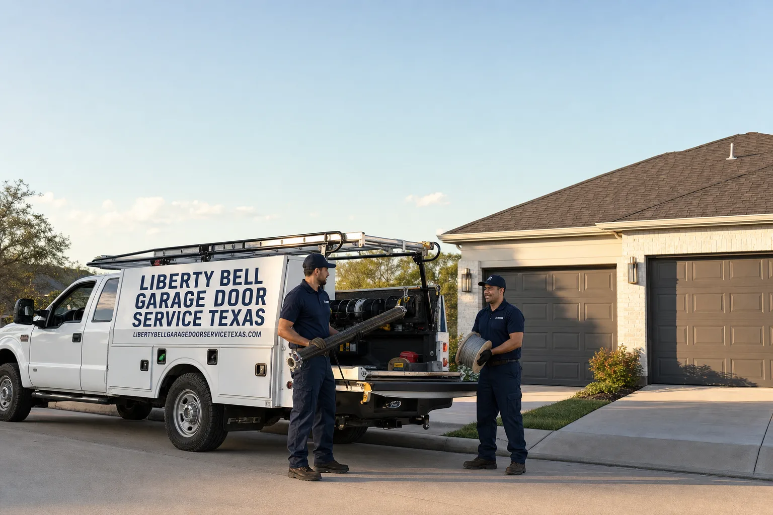 Liberty Bell Garage Door Service Texas service vehicle and crew in Texas, TX